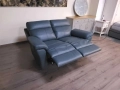 Синьо - зелен кожен диван двойка с ел релакс механизъм La-z-boy, снимка 12