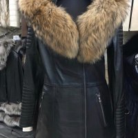 Дамско елегантно палто естествена кожа и лисица код 842, снимка 1 - Якета - 32379277