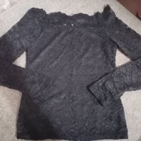 Черна блузка, размер ХС, снимка 3 - Корсети, бюстиета, топове - 39746995