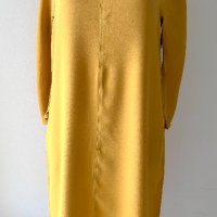 Черна асиметрична жилетка плетиво Benetton & жълта кокетна рокля Vanilia , снимка 13 - Рокли - 43887141