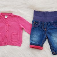 Бебешки дънки и жилетка 0-3 месеца, снимка 1 - Комплекти за бебе - 42943055