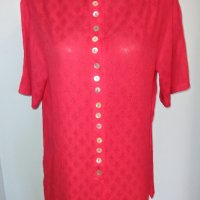 Копринена риза тип туника "c.h.i.c.c." / копринена риза голям размер / червена туника, снимка 2 - Туники - 28487733