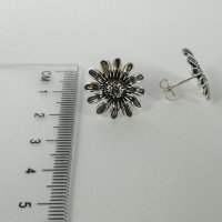 Нови сребърни обеци цвете, снимка 1 - Обеци - 28633843