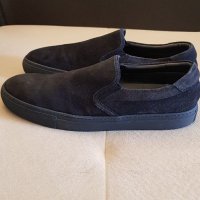 MONCLER Black/ Dark Blue Suede Slip-On Sneakers, снимка 1 - Мокасини - 35051249