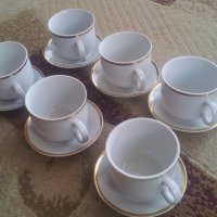 Чашки за кафе и чай с чинийки, златен кант, снимка 6 - Чаши - 26608162