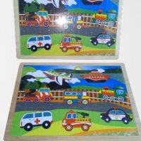  Ново! 2 модела големи дървени пъзели с превозни средства / дървени играчки, снимка 3 - Образователни игри - 38578121