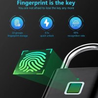 Дигитален Катинар с Батерия SmartLock Fingerprint Заключване чрез Пръстов Отпечатък Цифров Катинар, снимка 2 - Други - 43284355