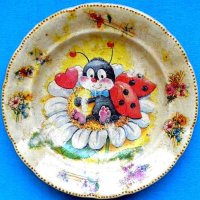   Пет ръчно рисувани декорактивни чинии за пролетна украса на половин цена, снимка 4 - Декорация за дома - 43990916