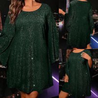 Макси красива елегантна еластична рокля с ефектни клоширани ръкави с искряща нишка в бордо и зелено, снимка 2 - Рокли - 43787274