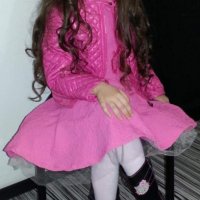 Детска цикламена рокля 116-128 размер, снимка 3 - Детски рокли и поли - 32375037