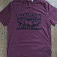 Levi's Burgundy Crew Neck Logo T-Shirt - страхотна мъжка тениска, снимка 5 - Тениски - 33634651