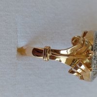 Старинен златен пръстен с бели топази, снимка 4 - Пръстени - 37290111