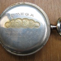 Сребърен джобен часовник Омега, снимка 4 - Антикварни и старинни предмети - 28389294