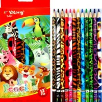 Цветни моливи Yalong, 12 цвята (120050) Висококачествени дълги цветни моливи, комплект 12 цвята. , снимка 1 - Ученически пособия, канцеларски материали - 37423983