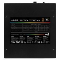 Захранване за настолен компютър AeroCool Lux RGB 650W 80 Plus Bronze ATX Active PFC , снимка 4 - Захранвания и кутии - 40859110