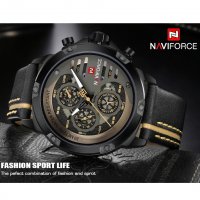 Мъжки часовник Naviforce Watch Army, Черен / Златист, снимка 5 - Мъжки - 40177307