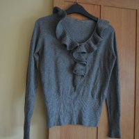 Зимна светлосива блуза с раздвижена яка гръдна, снимка 1 - Блузи с дълъг ръкав и пуловери - 43861304