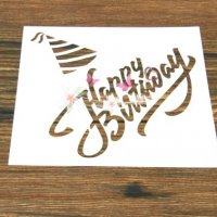Happy Birthday надпис Рожден ден с парти шапка стенсил шаблон спрей за торта украса кекс декорация , снимка 1 - Други - 28197360