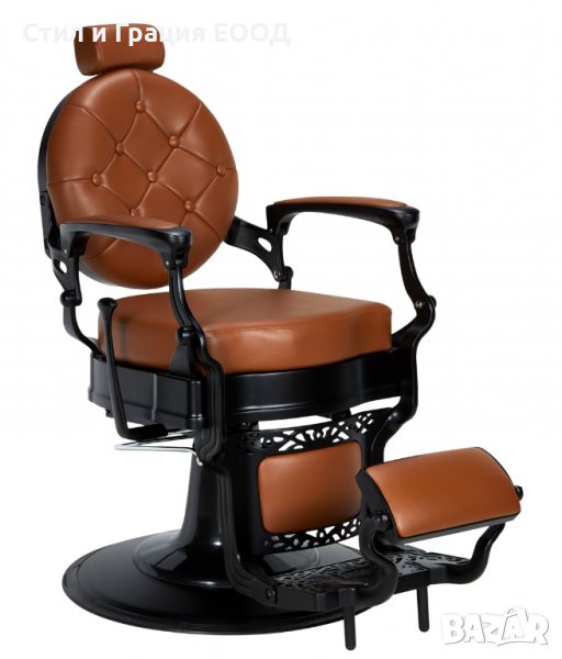 Бръснарски стол Check - кафяв/черен/сив, снимка 1