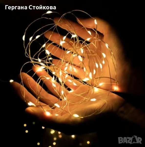 Цветни коледни лампички с черен кабел / 100led светлини - 5 метра, снимка 1