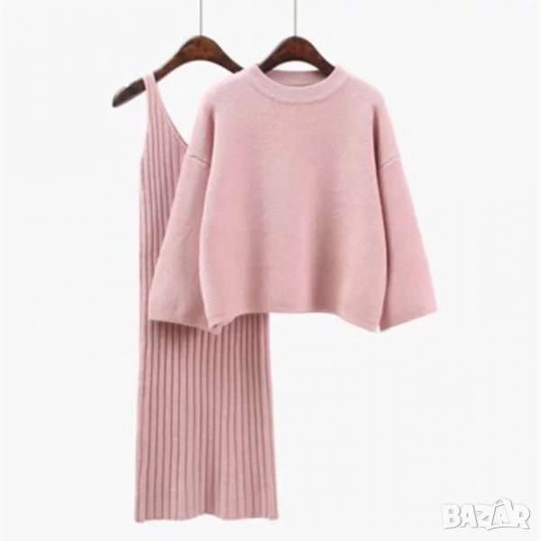 3 цвята! Комплект плетиво (рокля + пуловер), снимка 1