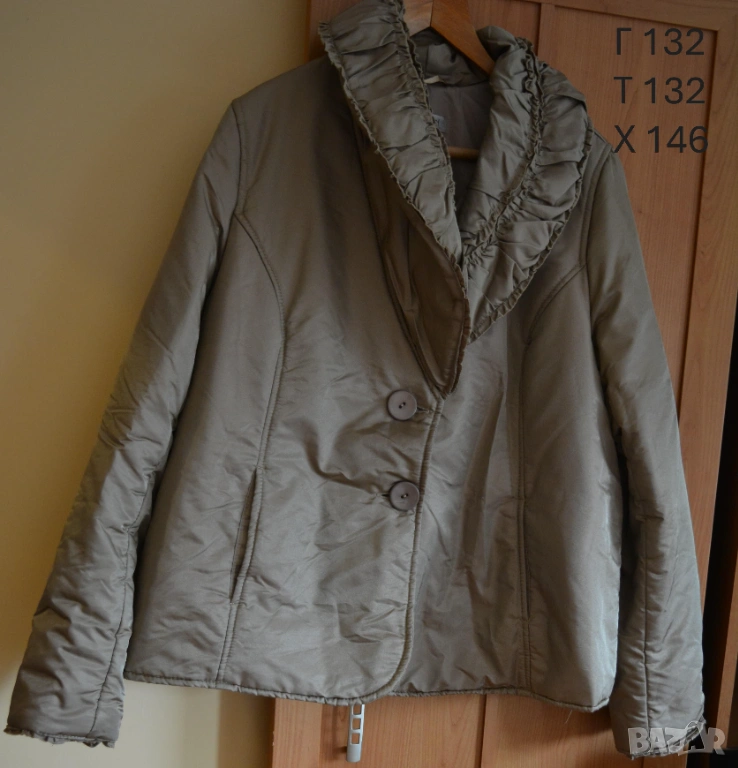 🧥 Дамско есенно-зимно шушляково яке, цвят старо злато, oversize 4XL–5XL, снимка 1