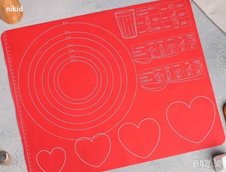 50х40см незалепваща силиконова подложка килимче за разточване точене месене и печене тесто килим, снимка 1