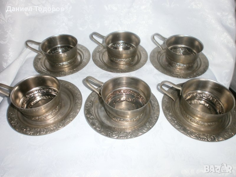 Руски Комплект   6 Подстакани  + 6 Чинийки - с  Налична маркировка., снимка 1