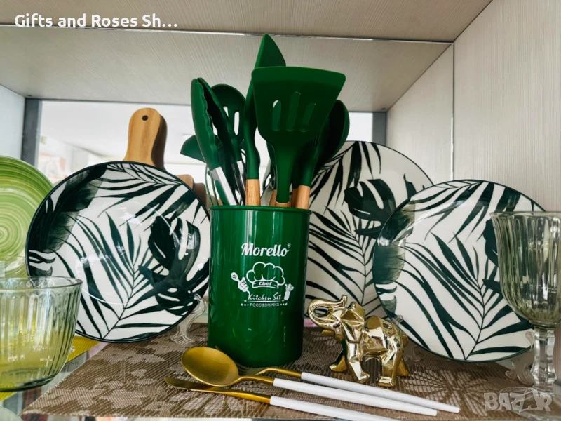 Комплект прибори за готвене 12 части + Порцеланов сервиз за хранене Tropical - 18 части, снимка 1