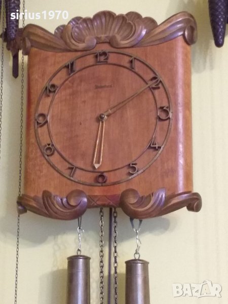 Шведски дървен часовник с инкрустация от дърво профилактиран, снимка 1