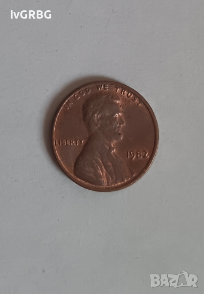 1 цент САЩ 1982 1 цент 1982 Американска монета Линкълн , снимка 1