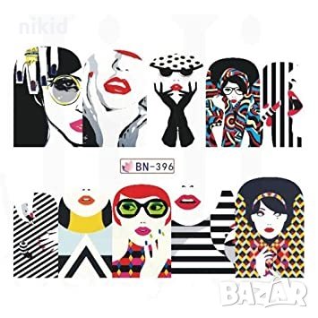 BN-396 Мода жена слайдер татос ваденки водни стикери за нокти маникюр, снимка 1