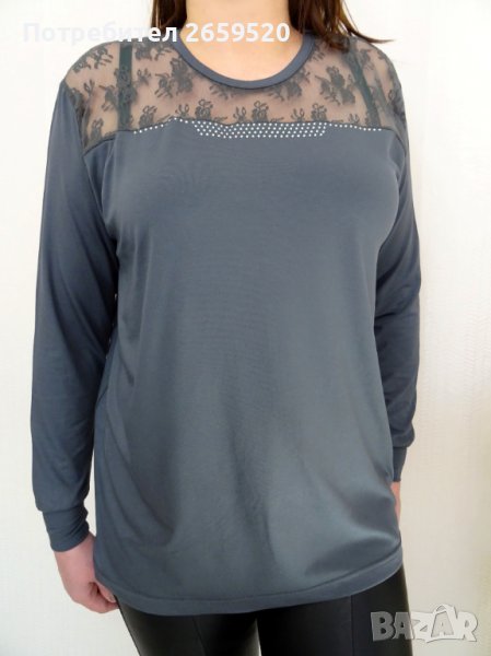 Ново!Макси туника с дантела и кристали, снимка 1