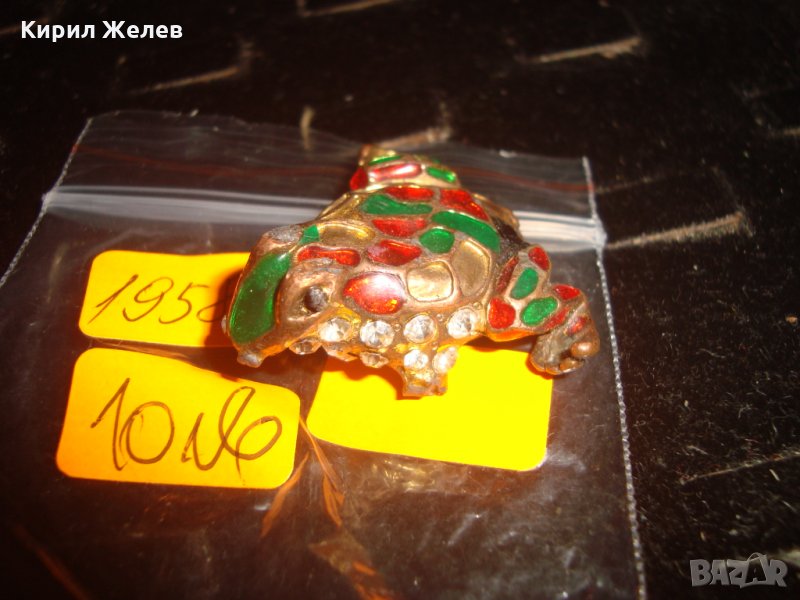 МИНИАТЮРНА БРОНЗОВА МЕДНА ПОЗЛАТЕНА ЕМАЙЛИРАНА ЖАБКА СТАТУЕТКА 19582, снимка 1