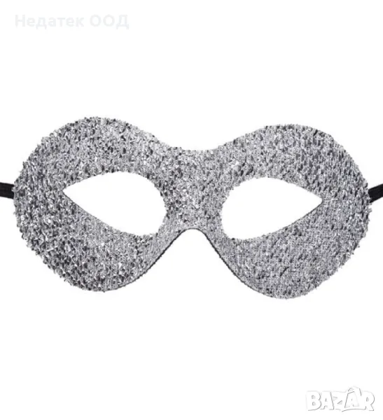 Карнавална маска, Хелоуин, боркат, сребърен, снимка 1