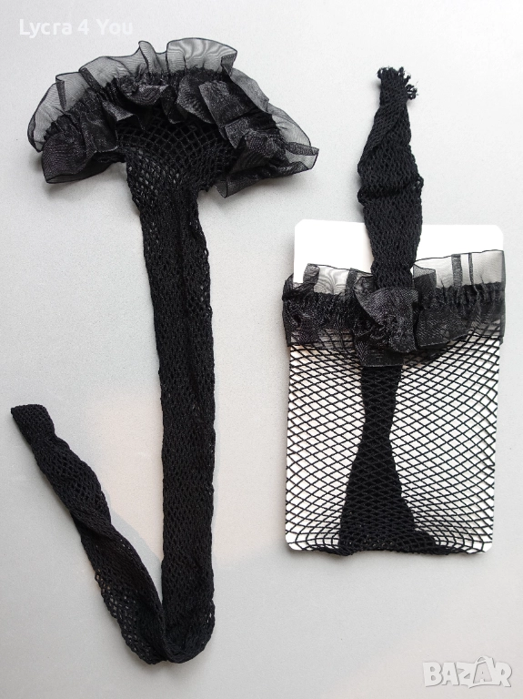 S/M нови черни мрежести чорапи с ластик, снимка 1