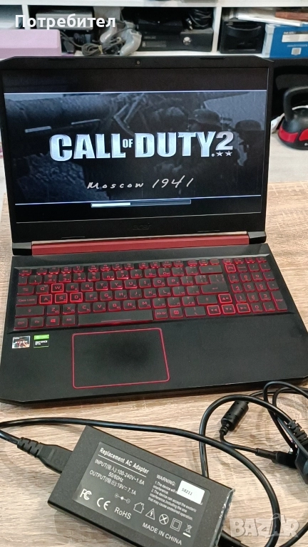 геймърски лаптоп Acer /cpu Ryzen 5 3550H/RAM 16GB/ VGA Nvidia GTX 1650TI 4GB , снимка 1