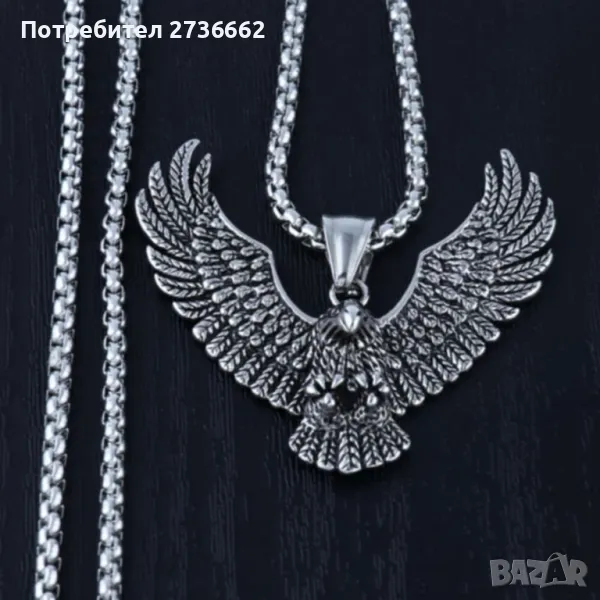 Масивно колие медальон " Гарванът на Один " , снимка 1