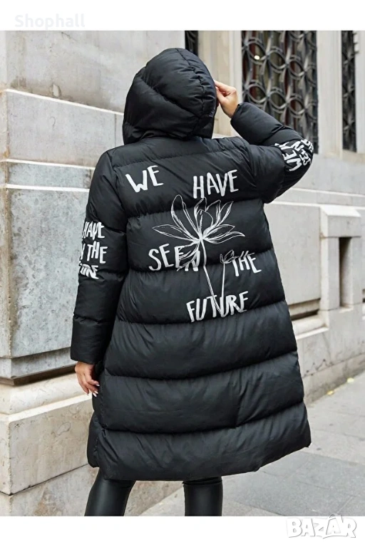 Дамско дълго яке с пух. Размер М., снимка 1