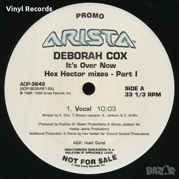 Deborah Cox – It's Over Now (Hex Hector Mixes - Part I) Vinyl 12", снимка 1