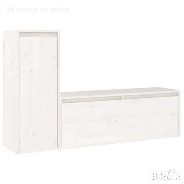 ТВ шкафове, 2 бр, бели, бор масив, снимка 1