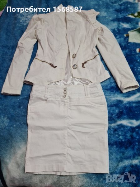 Костюм сако и пола на Юнона бял размер L, снимка 1