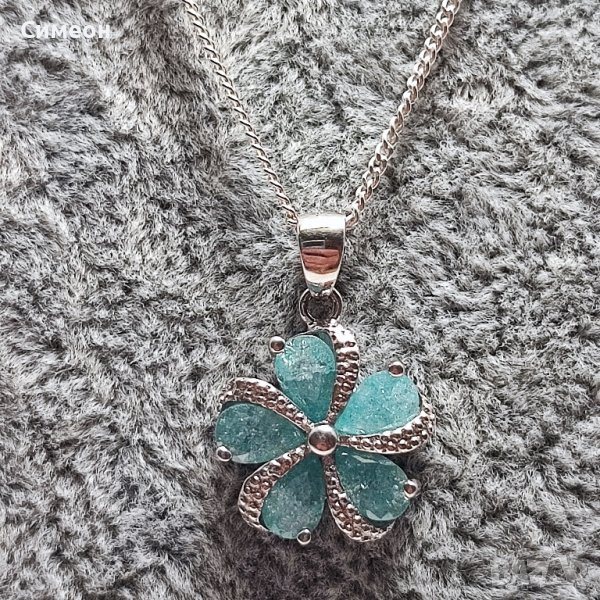 Сребърно колие със сини камъни , снимка 1