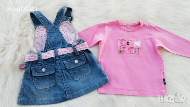 Дънков сукман и блузка 62-68см., снимка 3 - Комплекти за бебе - 32492951