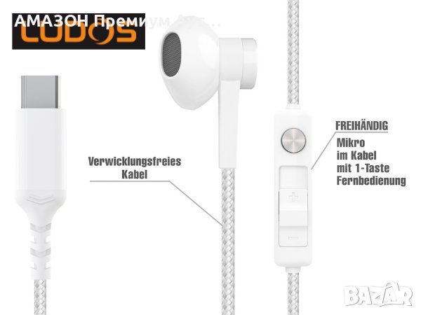 Шумоизолиращи Слушалки LUDOS Nexus,микрофон/мощен бас/кристален звук/1,3 м плетен кабел/3.5мм жак, снимка 7 - Слушалки и портативни колонки - 43375948