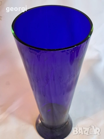 стъклена ваза син кобалт 32/6, снимка 3 - Вази - 53254609