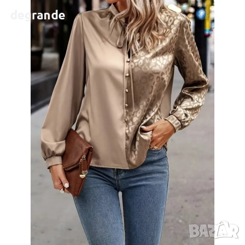 Сатенена риза с леопардов десен, снимка 3 - Ризи - 51443311