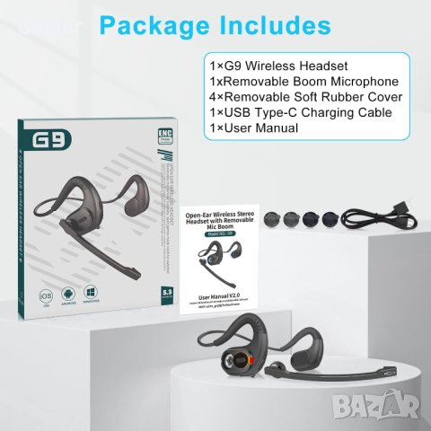 iDIGMALL Bluetooth 5.3 слушалки с магнитен подвижен микрофон, 12 часа, снимка 9 - Bluetooth слушалки - 42949766