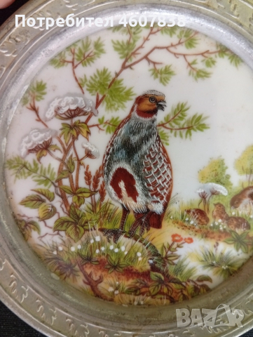 Чиния порцелан метал Бавария 10.5 см, снимка 2 - Антикварни и старинни предмети - 52221648