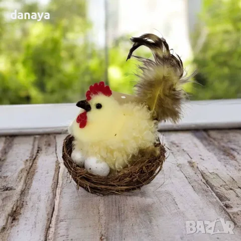 5701 Великденска украса Кокошка в гнездо, 7 см, снимка 3 - Декорация за дома - 48931931
